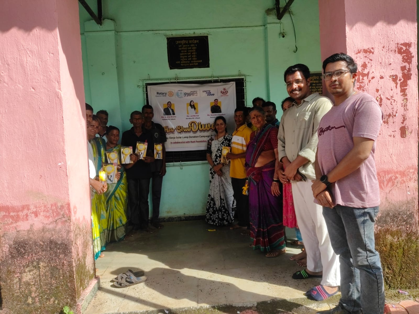 Village gathering and community drive